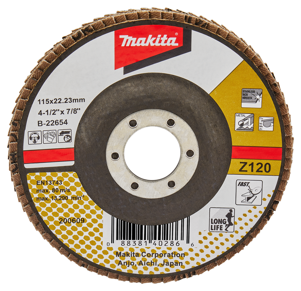 Accesorios makita disco de lijado de solapa 115 mm z120 - b-22654 b-22654