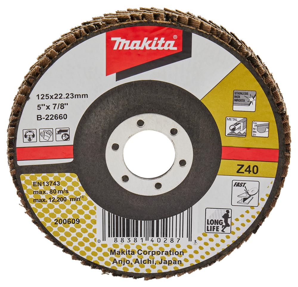 Accessori Makita disco abrasivo lamellare 125mm z40 - b-22660 b-22660