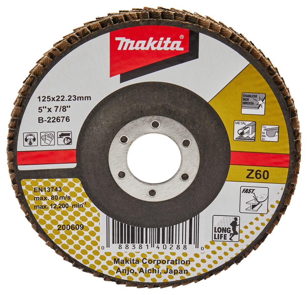 Accesorios Makita disco de lijado de solapa 125mm z60 - b-22676 - b-22676