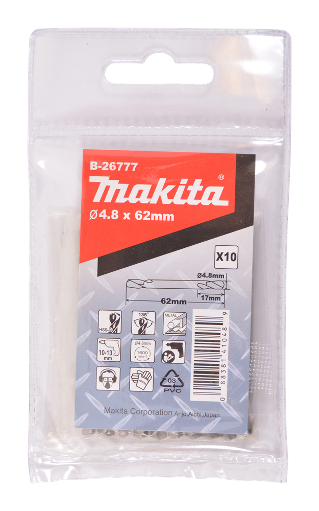 Accessori Makita trapano per metallo bifacciale 4,8x62mm - b-26777 b-26777
