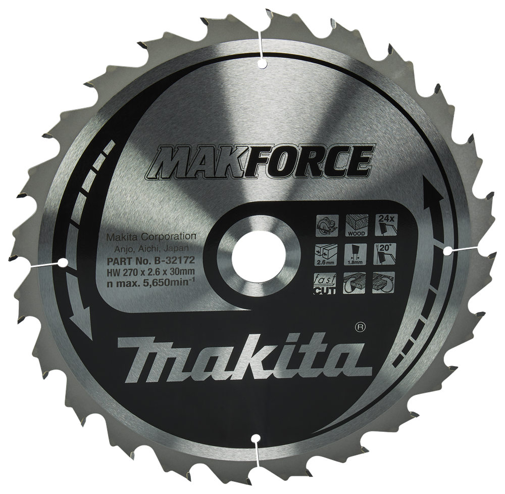 Accessori Makita lama per sega circolare legno | makforce 270x30x2,6 24t 20g - b-32172 - b-32172