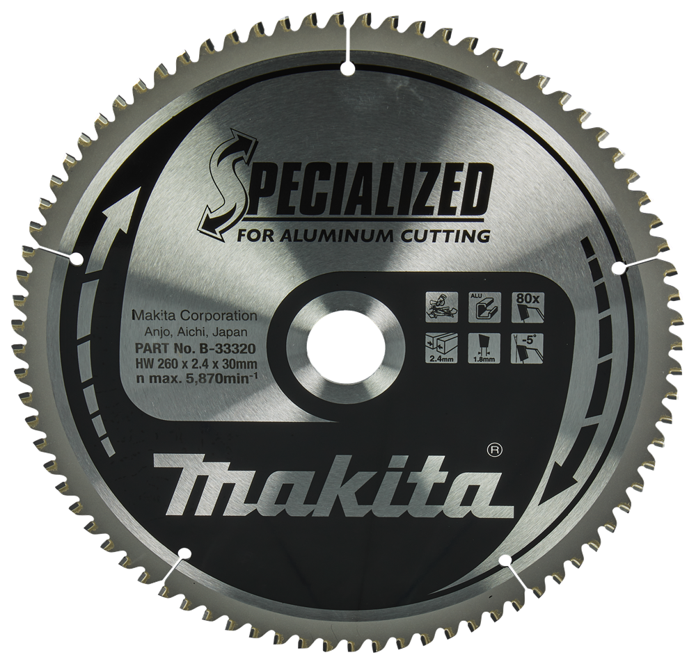Accessori Makita lama per sega trasversale in alluminio | specializzato 260x30x2,4 80t -5g - b-33320 - b-33320