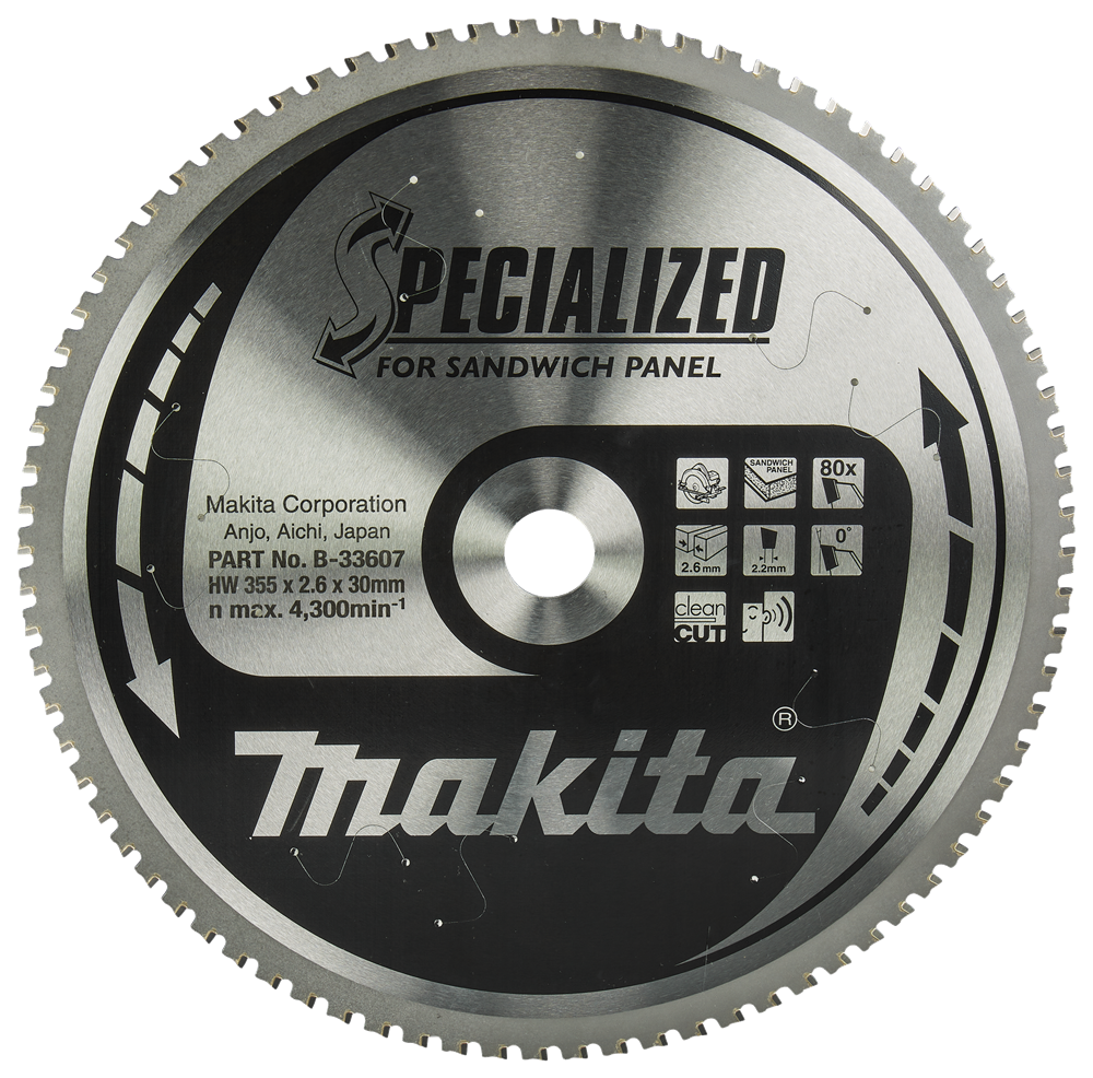 Accessori Makita pannello sandwich con lama per sega circolare | specializzato 355x30x2,6 80t 0g - b-33607 b-33607