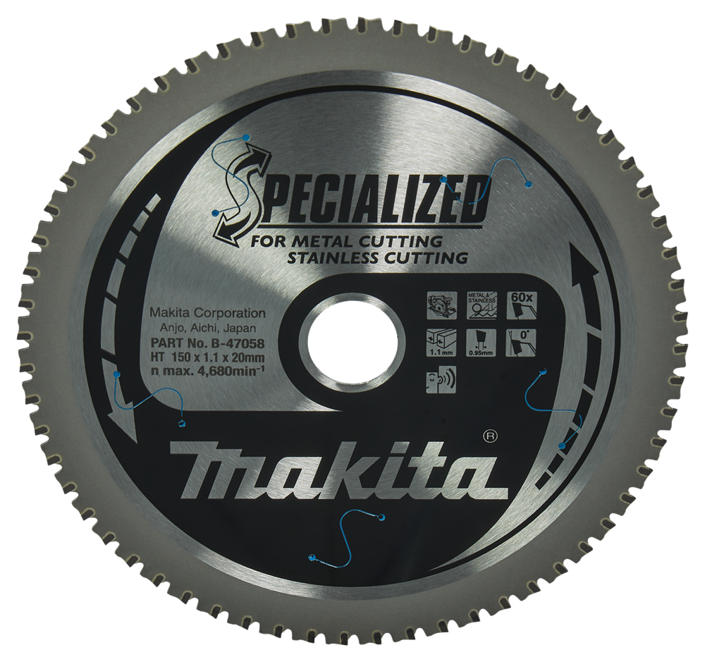 Accessori Makita lama per sega circolare in acciaio inossidabile | specializzato 150x20x1,1 60t 0g - b-47058 b-47058