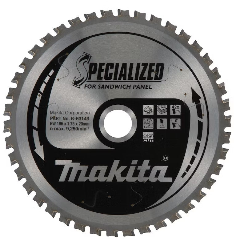 Accessori Makita lama per sega circolare | per pannelli sandwich | 165x20x1,75 mm| 42 denti - b-63149 - b-63149