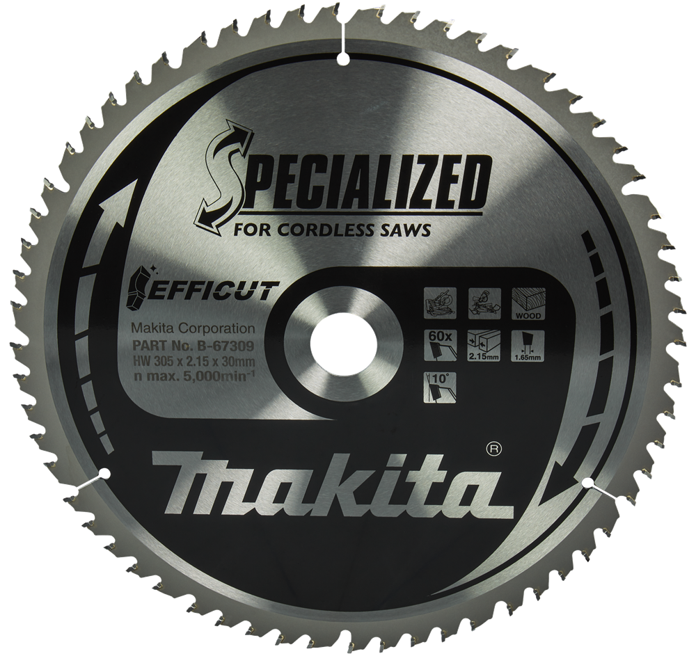 Accessori Makita lama per sega a taglio trasversale legno | effetto 305x30x2,15 60t 10g - b-67309 b-67309