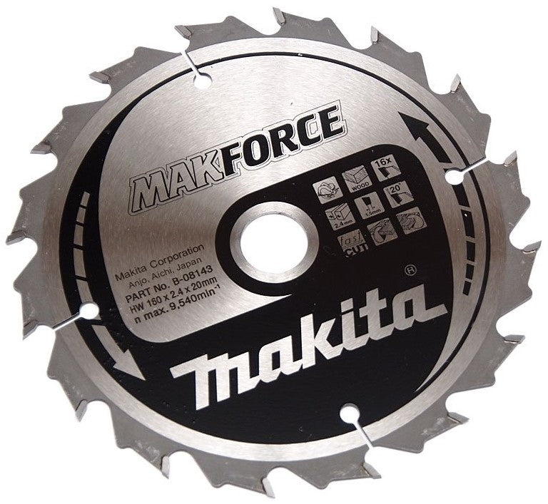 Accesorios Makita b-08143 hoja de sierra circular para madera | fuerza mak | 160x20x2,4 | 16t-b-08143