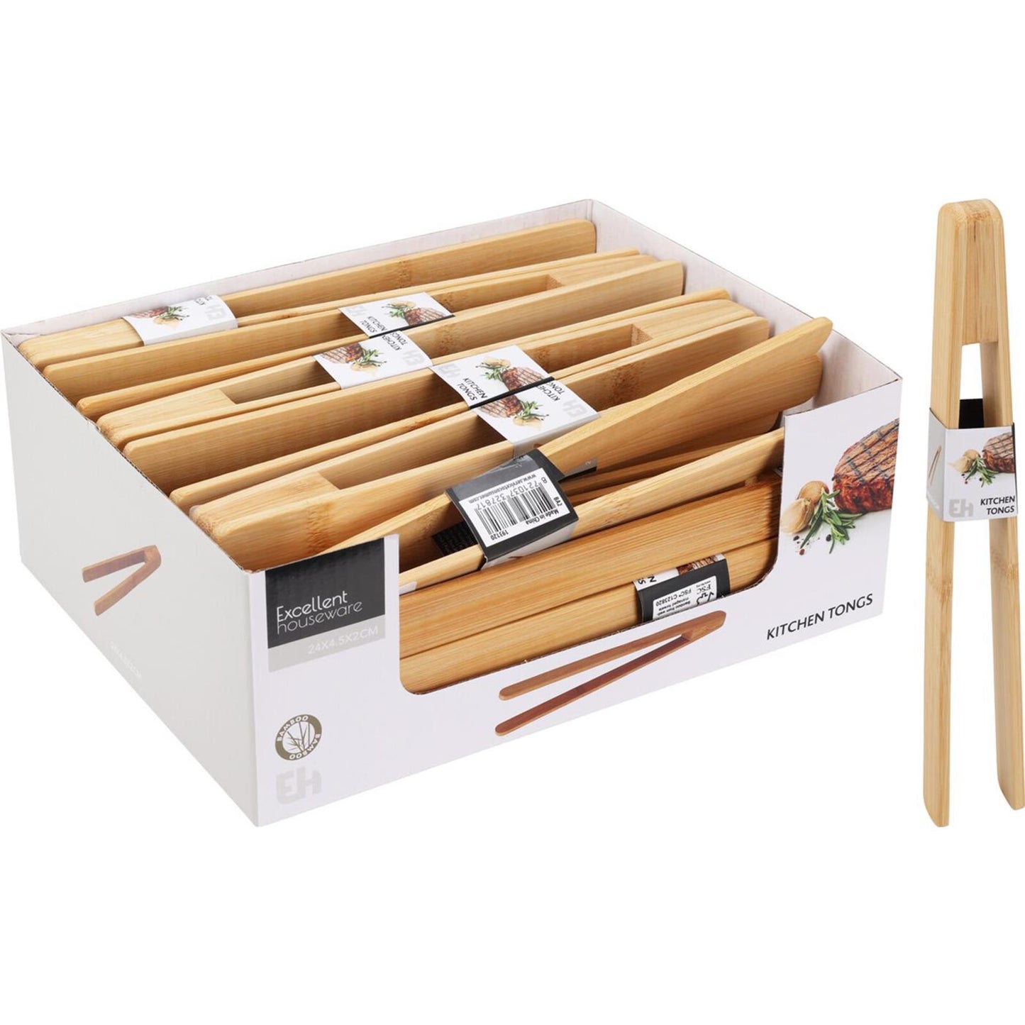 Eccellente pinza da portata per casalinghi in bambù 24 cm