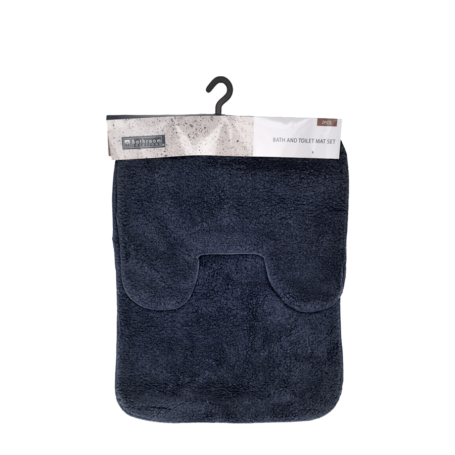 Set tappetini da bagno blu scuro 2 pezzi