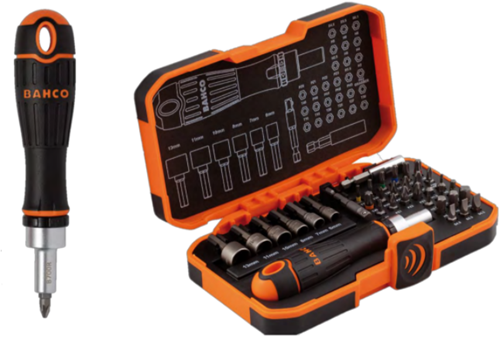 Set di punte Bahco 59 s36bcr | 59 s36bcr - Set inserti da 36 pezzi con cacciavite a cricchetto 1 4