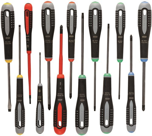 Destornillador Bahco ergo™ | mango de tres componentes | ranura | Phillips | pozidrive | torx® - 13 piezas - be-9879