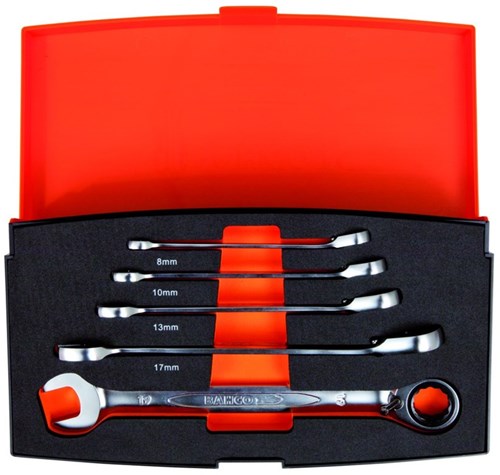 Set di chiavi combinate a cricchetto Bahco da 5 pezzi