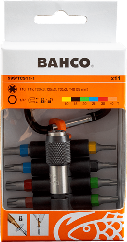 Bahco sticky bits | 59s tcs11-1 - gekleurde torxbits met magnetische bithouder