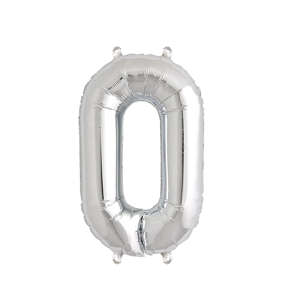 Globo foil número 0 plata 35cm