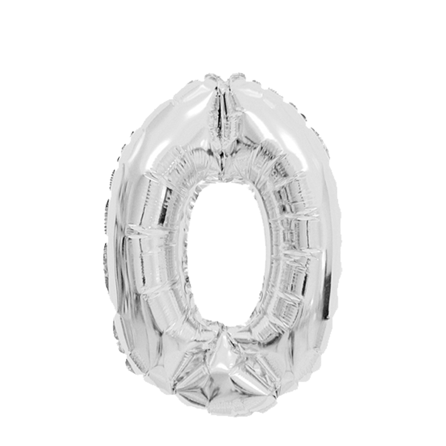 Globo foil número 0 plata 45cm