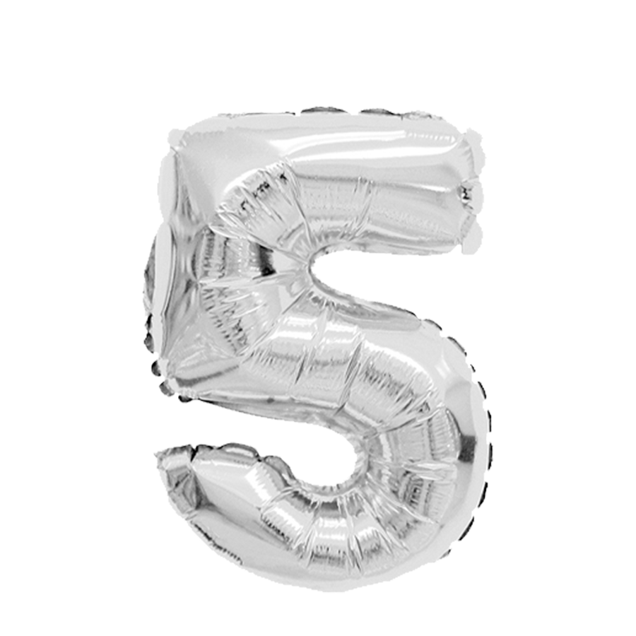 Globo foil numero 5 plata 45cm