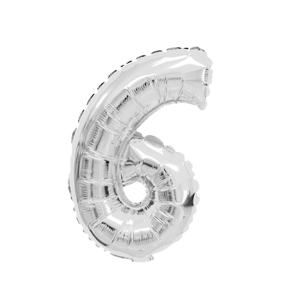 Globo foil número 6 plata 45cm