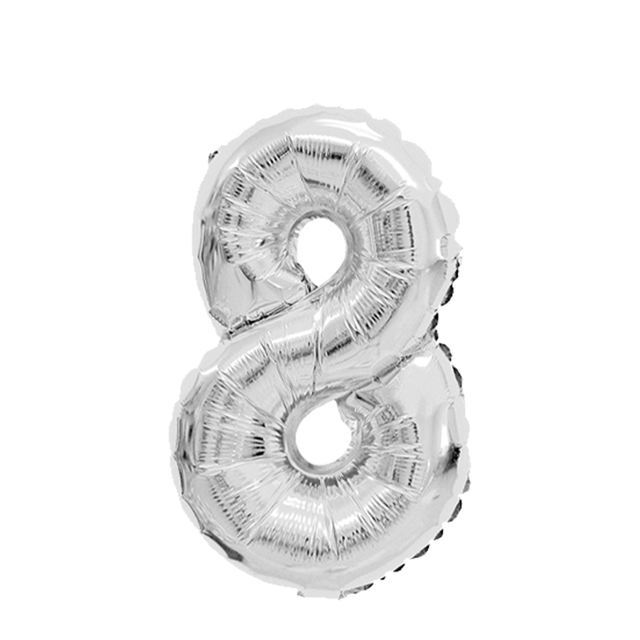 Globo foil número 8 plateado 45cm