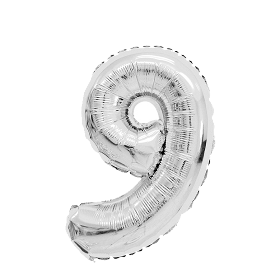 Globo foil número 9 plata 45cm
