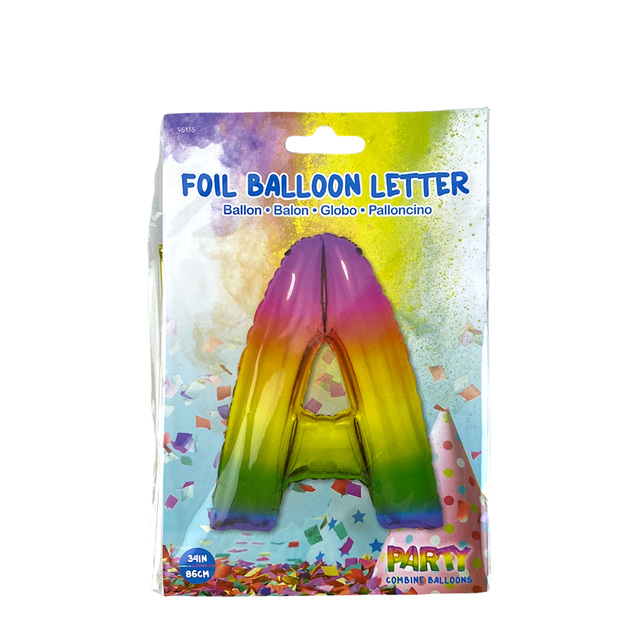 Globo foil letra a arcoiris 86cm