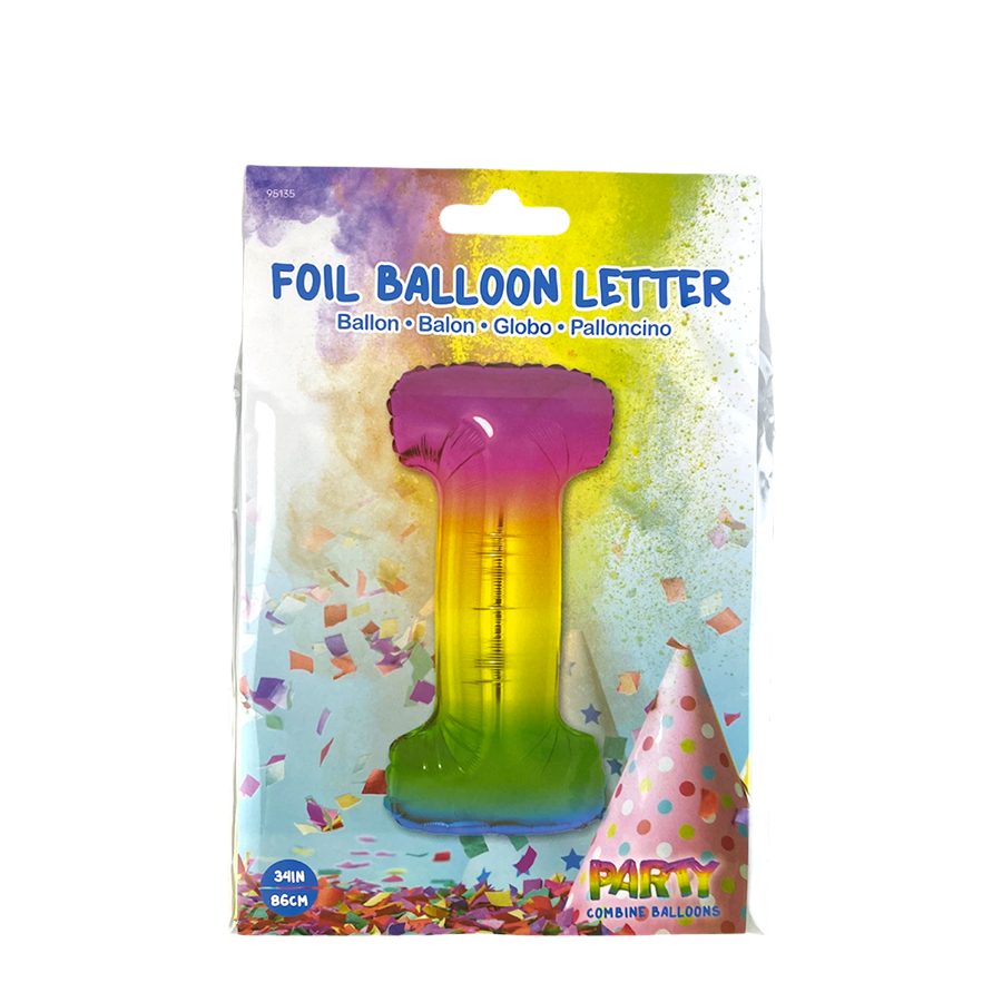 Globo foil letra i arcoiris 86cm