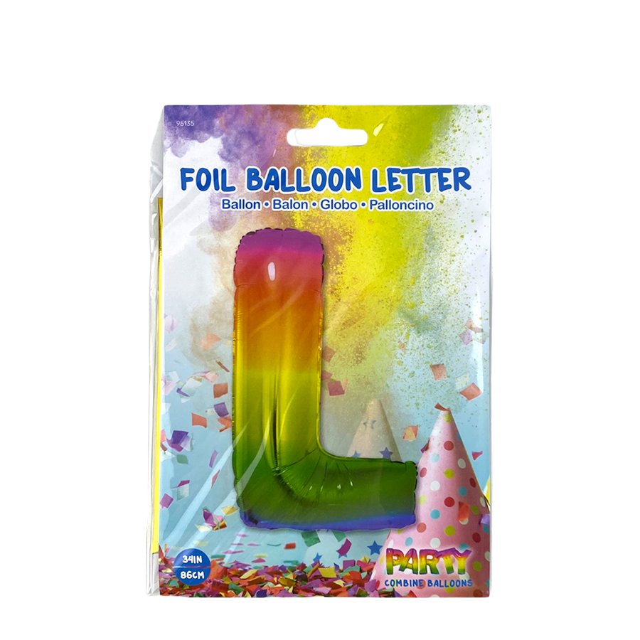Globo foil letra l arcoiris 86cm