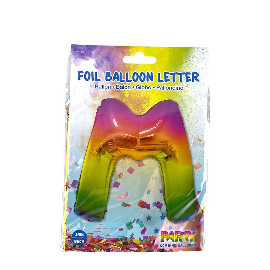 Globo foil letra m arcoiris 86cm