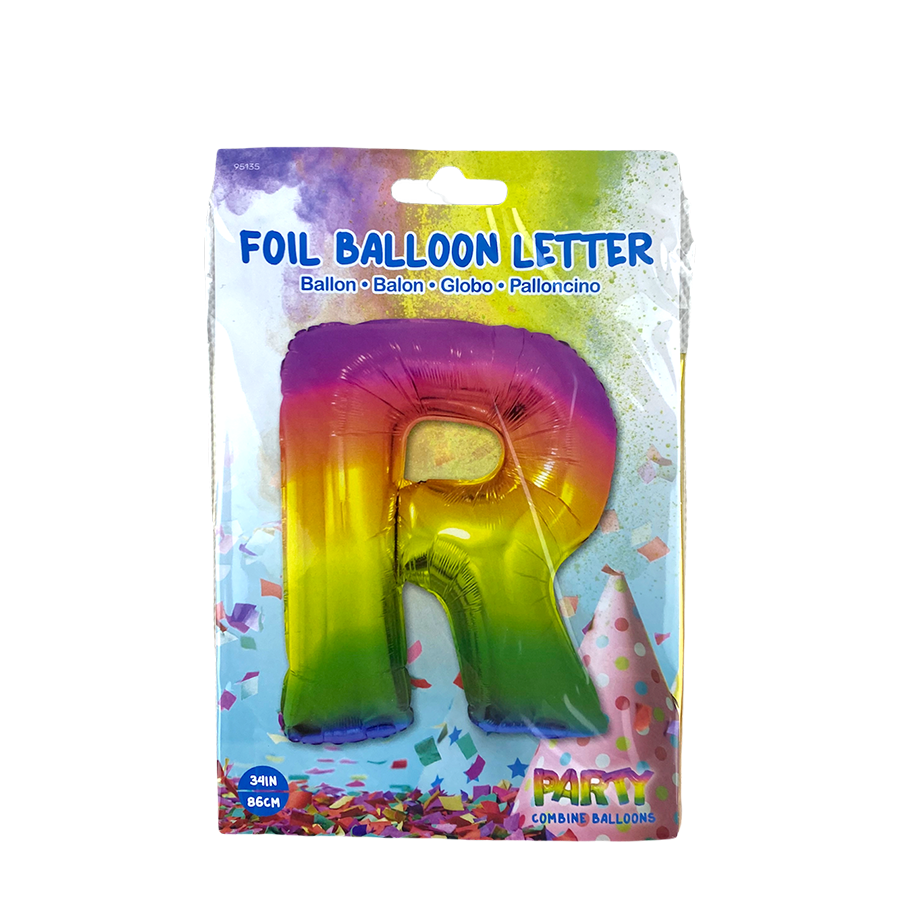 Globo foil letra r arcoiris 86cm