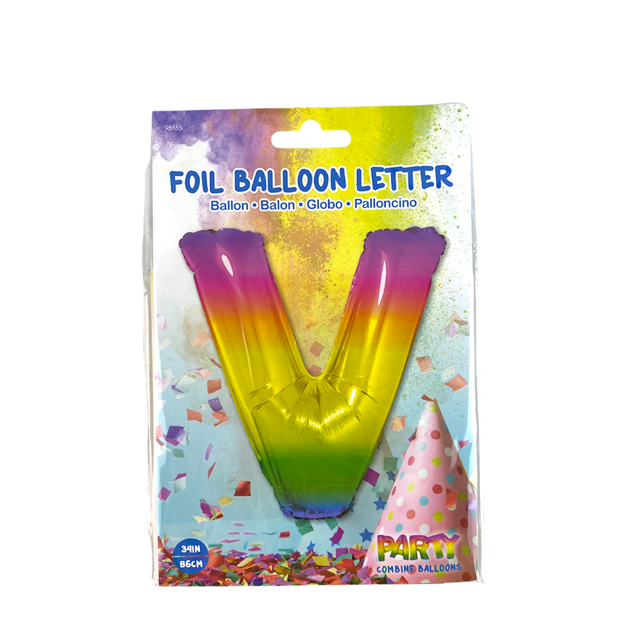Globo foil letra v arcoiris 86cm