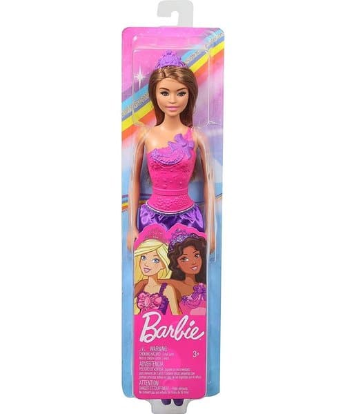 Capelli castani principessa con outfit rosa e fiocco viola