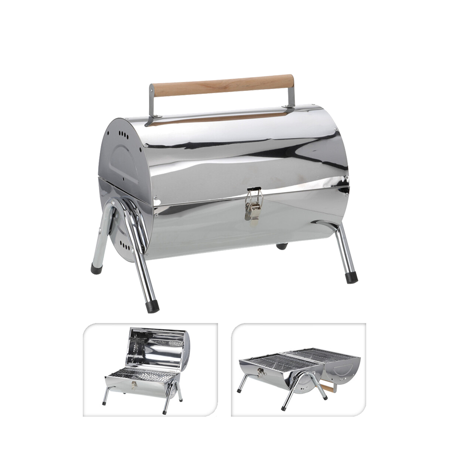 BBQ barbacoa cilindro acero inoxidable 41x29x17cm