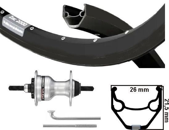 Rueda delantera KGS 28 pulgadas (622) ZAC2000 Negro negro RollerBrake Axis fijo