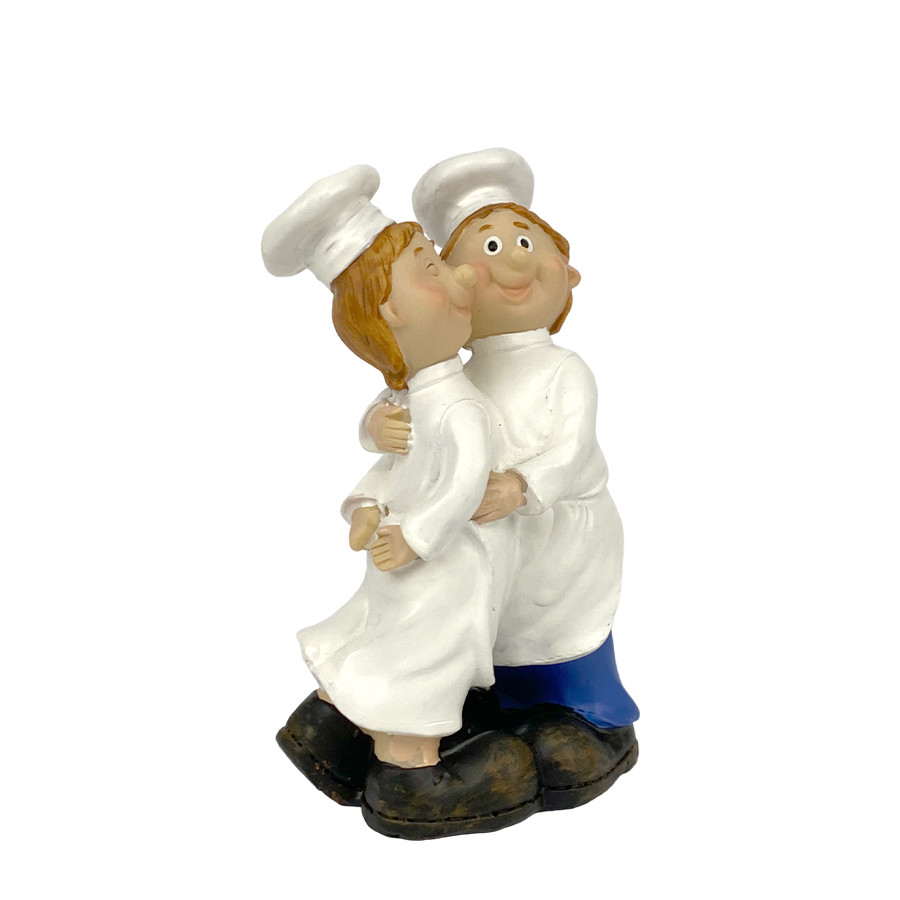 Estatuilla deco chef abrazando chefs