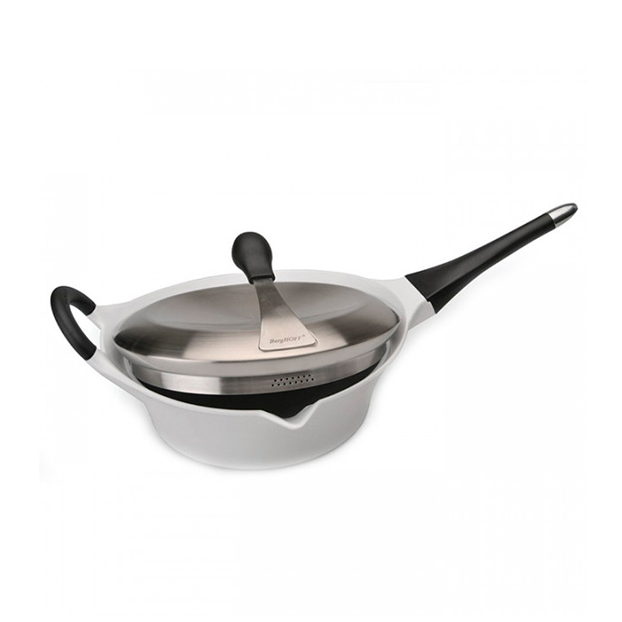 Padella Berghoff auriga con coperchio manico removibile ceramica bianca ø26cm