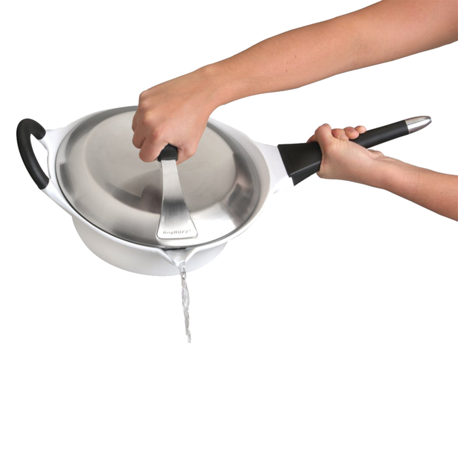 Padella Berghoff auriga con coperchio manico removibile ceramica bianca ø28cm