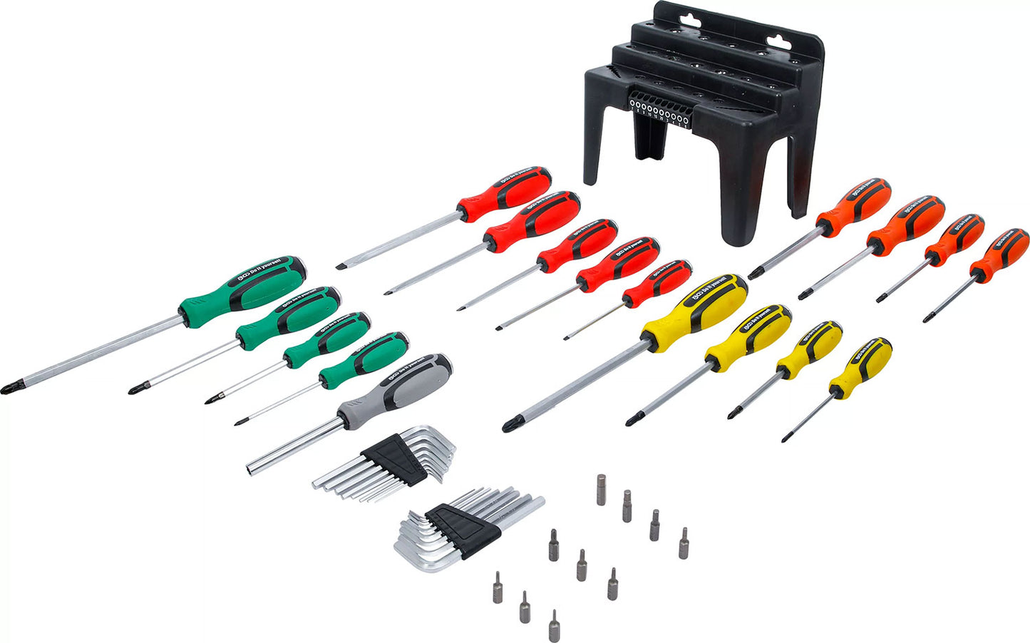 Juego de destornilladores bgs technic con surtido de puntas en soporte de plástico de 44 piezas