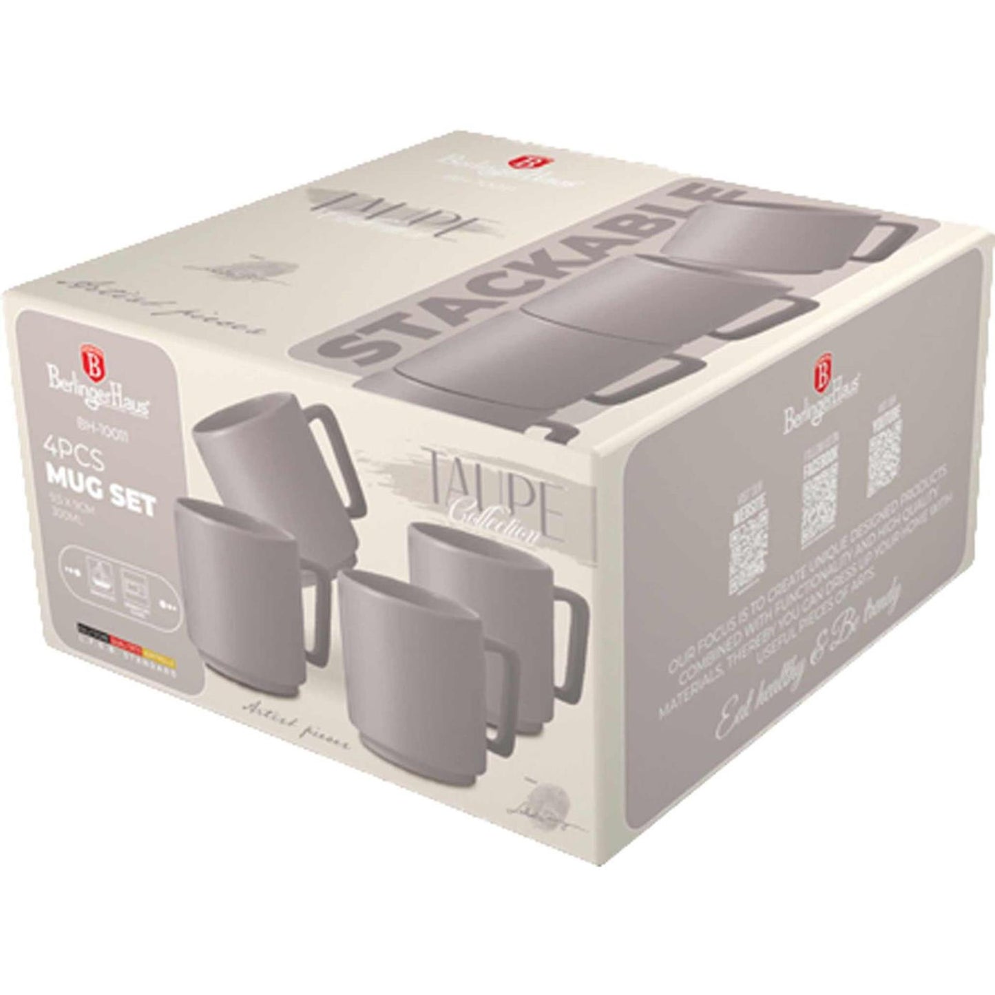 Juego de tazas Berlingerhaus 4 piezas color topo