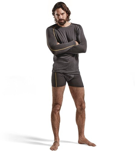 Blåkläder merino xlight undershirt long sleeve 479917349835 | dark gray yellow | size l - 7330509545539