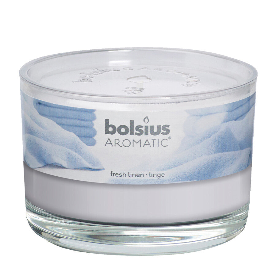 Bolsius geurglas + deksel fresh linen 63 90mm