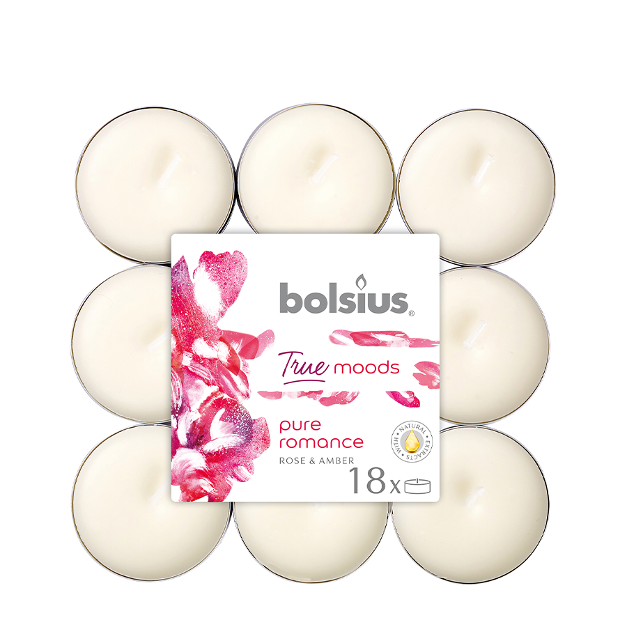 Bolsius Bolsius True Moods Geurtheighticht Pure Romance Rose and Amber 18 pezzi