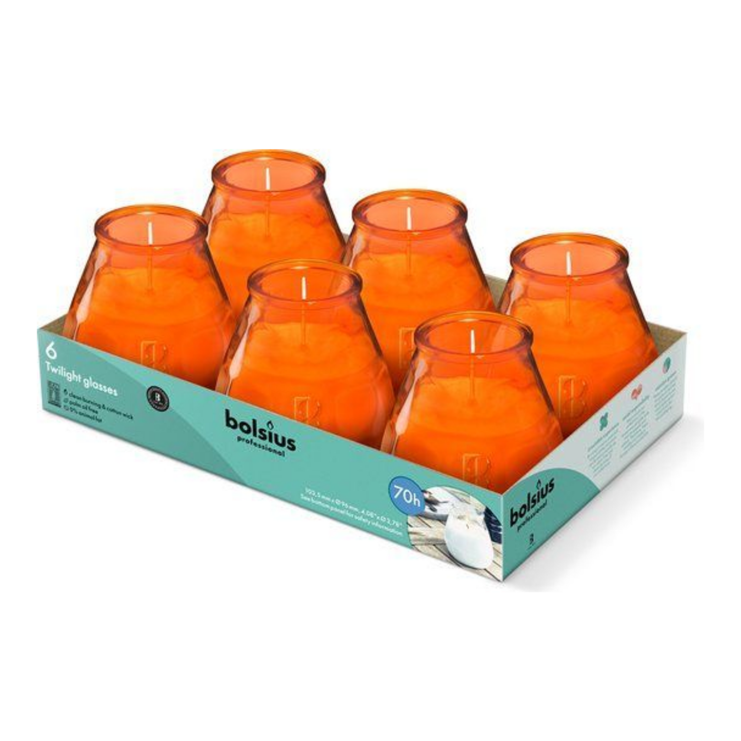 Bolsius prof naranja crepúsculo (6 piezas)