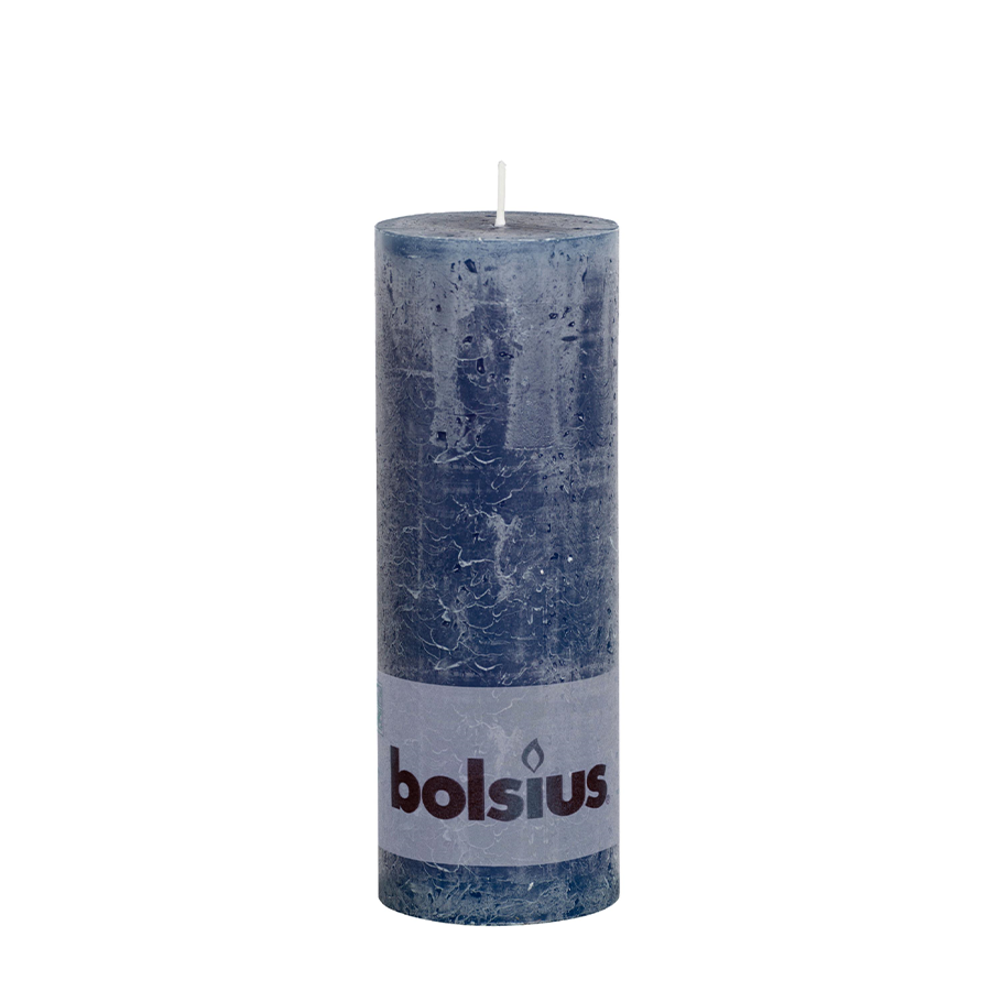 Candela a colonna rustica Bolsius blu scuro 190 68 mm