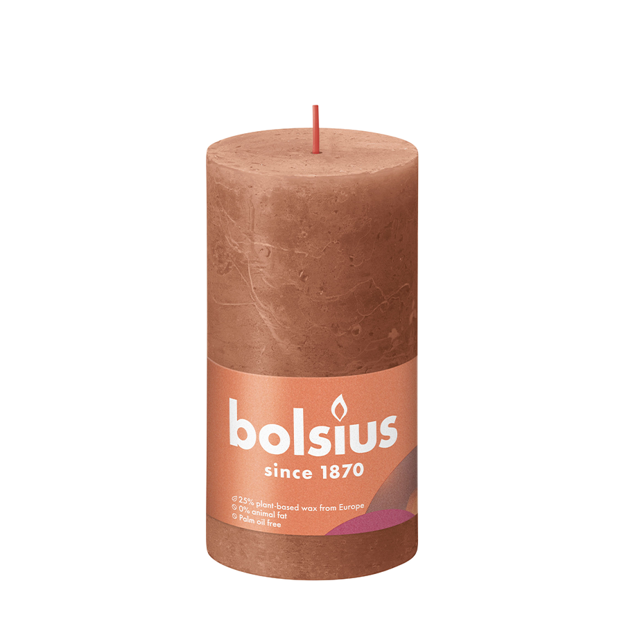 Candela a colonna rustica Ty Bolsius rus rosa 130 68 mm