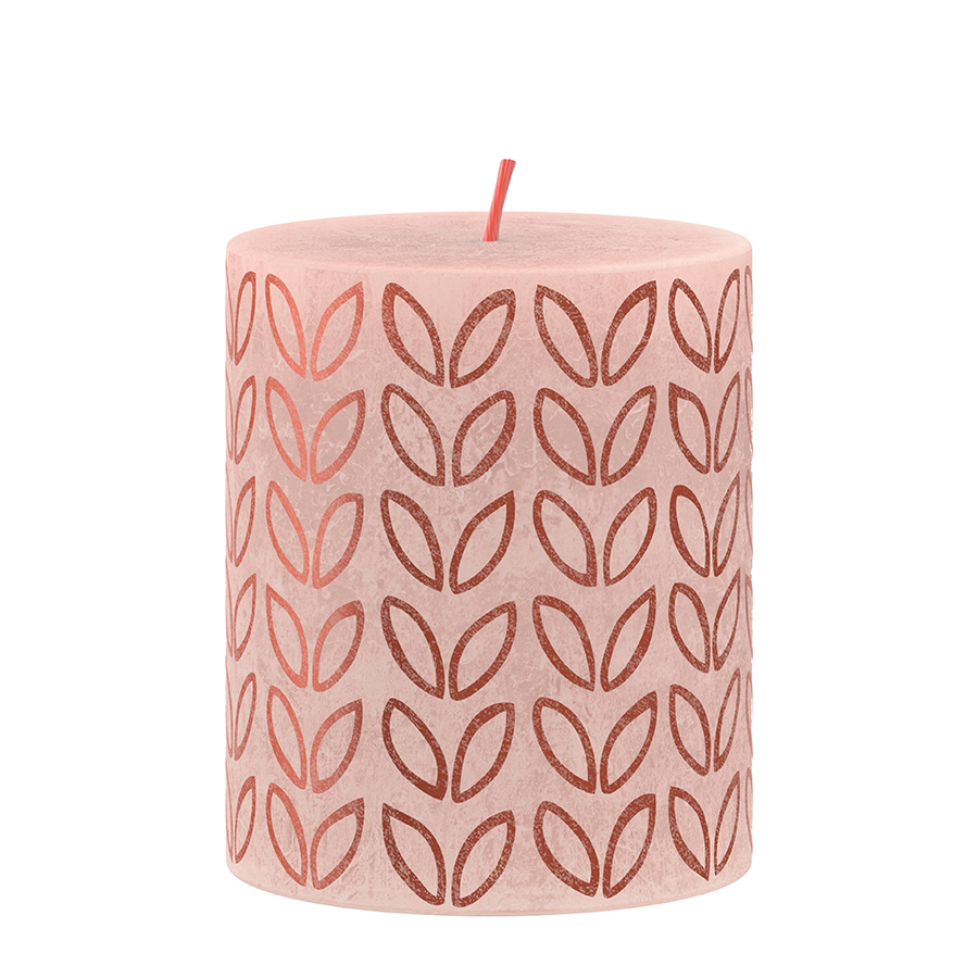 Bolsius silhouette stompkaars misty pink met print 8x6,8 cm