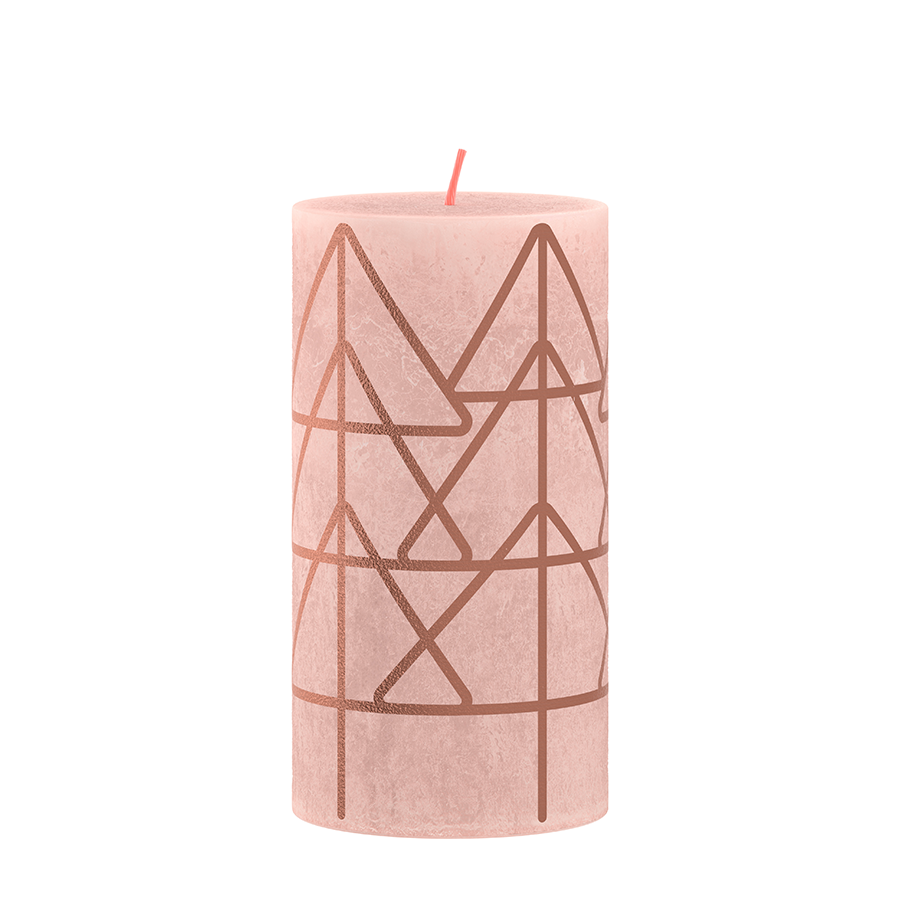 Bolsius Stub Candle Rustic 13 x 6,8 cm Misty rosa con stampa