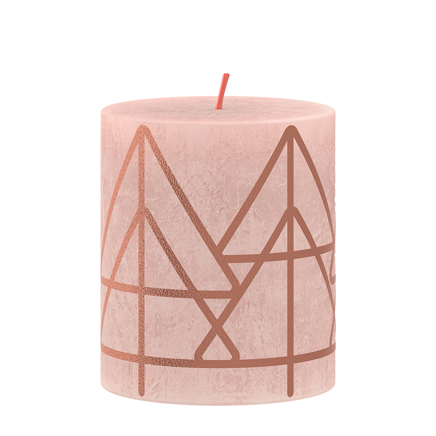 Bolsius rustieke stompkaars silhouette winter edition misty pink 80 68mm