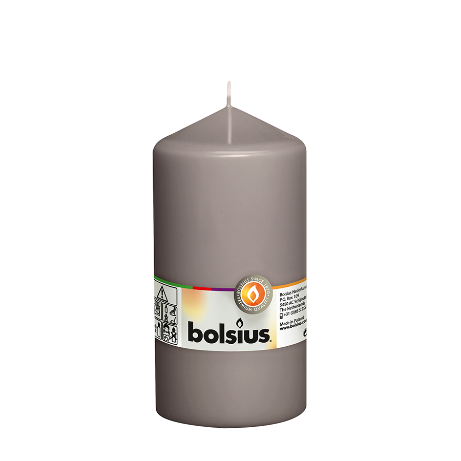 Vela Bolsius gris cálido 150 78mm