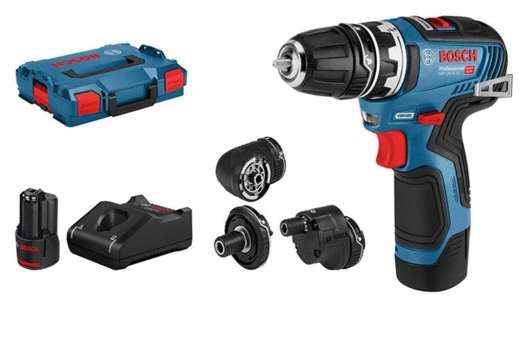 Taladro atornillador inalámbrico Bosch GSR 12V-35 FC azul + accesorios | 2 baterías de 3,0 Ah | en l-boxx - 06019h3000
