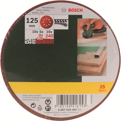 Accessori Bosch Set di carta vetrata da 25 pezzi per levigatrice eccentrica | 2607019497 - 2607019497