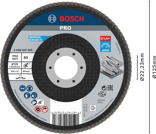 Accessori Bosch 1 disco lamellare 125x571, ideale per metallo dritto, 80 - 2608607328